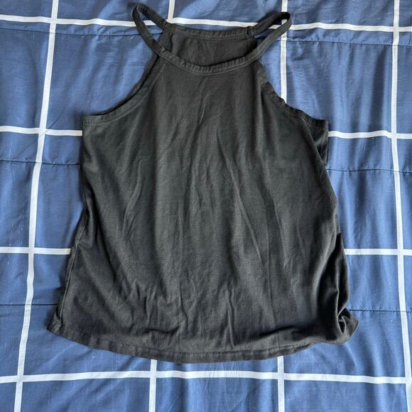 Black Racerback Tank Top Lightweight Stretchy Knit Size L - Picture 1 of 7
